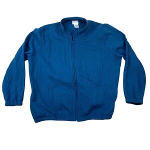Bon Worth Womens Jacket Medium Quilted Full Zip High Neck Elastic Waist Blue